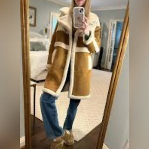 BLANK NYC Long Bonded Faux Fur Sherpa Coat Jacket Tan. NEW WITH TAGS